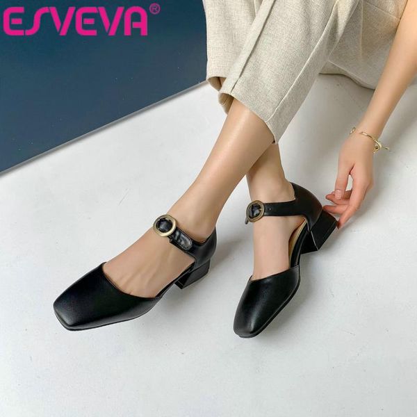 esveva 2021 ankle strap hollow square heels pu leather square toe all match women pumps spring summer female shoes size 34-43, Black
esveva 2021 ankle strap hollow square heels pu leather square toe all match women pumps spring summer female shoes size 34-43, Black