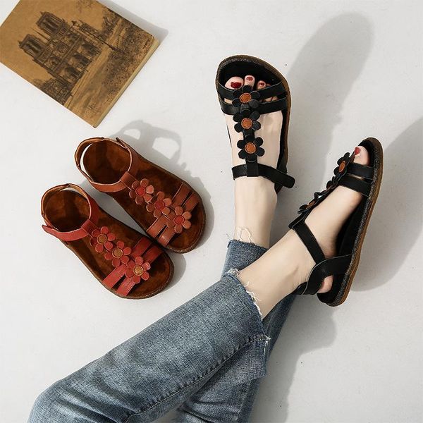 flat bottom sandals flower magic woman go, Black 
flat bottom sandals flower magic woman go, Black