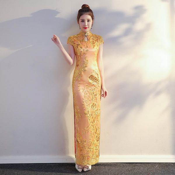 gold embroidery sequins floral cheongsam skirt elegant slim straight dress vintage mandarin collar qipao summer new evening gown, Red
gold embroidery sequins floral cheongsam skirt elegant slim straight dress vintage mandarin collar qipao summer new evening gown, Red