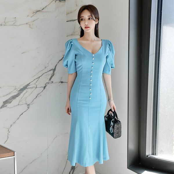 new 2021 solid color office lady summer short sleeve high waist party elegant midi female fashion women afp3, Black;gray
new 2021 solid color office lady summer short sleeve high waist party elegant midi female fashion women afp3, Black;gray