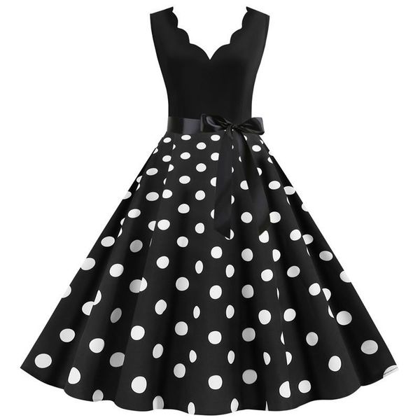 white polka dot vintage women summer dress pinup v neck rockabilly party dresses knee-length vestidos plus size xxxl robe midi, Black;gray
white polka dot vintage women summer dress pinup v neck rockabilly party dresses knee-length vestidos plus size xxxl robe midi, Black;gray