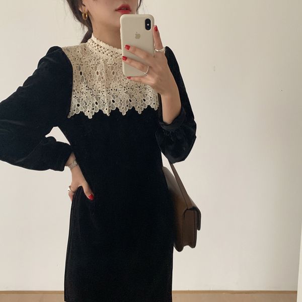 mid-witted chic calf new female dress dressed in long korean sleeves elegant thin shredded lace r76h, Black;gray
mid-witted chic calf new female dress dressed in long korean sleeves elegant thin shredded lace r76h, Black;gray