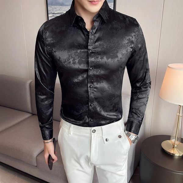 men's casual shirts light luxury flower shirt 2021 autumn long sleeve slim business dress streetwear social party chemise homme, White;black
men's casual shirts light luxury flower shirt 2021 autumn long sleeve slim business dress streetwear social party chemise homme, White;black
