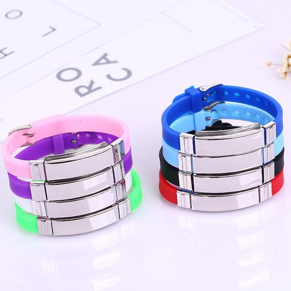 tennis silicone 8 colors optional watchband bracelets adjustable stainless steel curved tube id bar student bangle jewelry 10pcs, Golden;silver 
tennis silicone 8 colors optional watchband bracelets adjustable stainless steel curved tube id bar student bangle jewelry 10pcs, Golden;silver