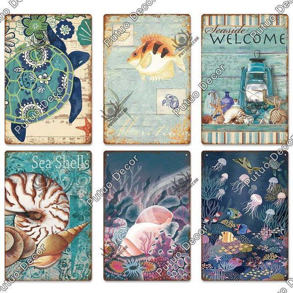 puruo marine animals tin sign vintage plaque metal for beach bar house decorative plate wall stickers
puruo marine animals tin sign vintage plaque metal for beach bar house decorative plate wall stickers