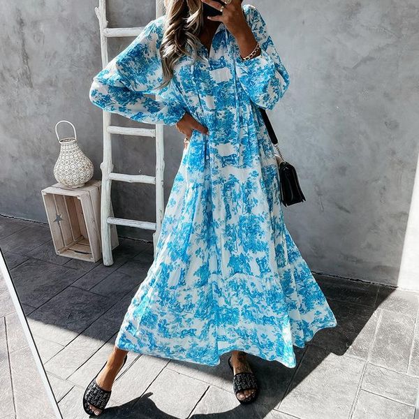 casual dresses autumn fashion flower print long sleeve party dress women elegant lace-up drawstring v neck loose maxi mujer, Black;gray
casual dresses autumn fashion flower print long sleeve party dress women elegant lace-up drawstring v neck loose maxi mujer, Black;gray