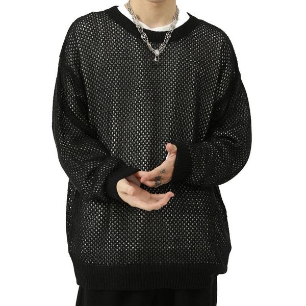 men's sweaters loose casual mesh hollow long sleeve pullover sweater t-shirt streetwear fashion hip hop knitwear tees for man, White;black
men's sweaters loose casual mesh hollow long sleeve pullover sweater t-shirt streetwear fashion hip hop knitwear tees for man, White;black