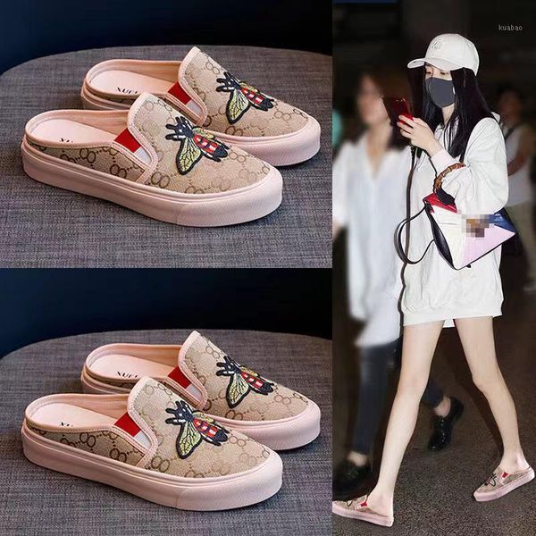 canvas embroidered slippers women shoes outer wear 2021 summer baotou lazy fashion semi-drag sandals zapatillas mujer1, Black
canvas embroidered slippers women shoes outer wear 2021 summer baotou lazy fashion semi-drag sandals zapatillas mujer1, Black