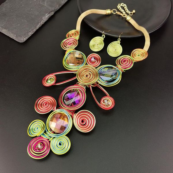 earrings & necklace colorful crystal statement jewelry set for women gold metal wedding fashion pendant necklaces sets jewel uken, Silver
earrings & necklace colorful crystal statement jewelry set for women gold metal wedding fashion pendant necklaces sets jewel uken, Silver