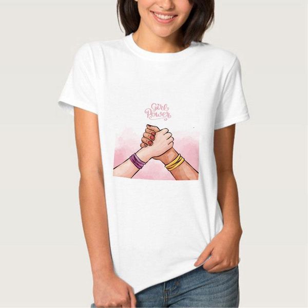 czccwd camisetas verano mujer 2021 fashion girl power harajuku letter printed tshirt leisure streetwear t shirt hipster t-shirt, White