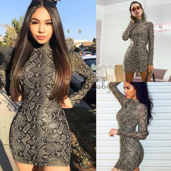 hirigin women snake print bodycon dress long sleeve high neck party mini dress hot, Black;blue
hirigin women snake print bodycon dress long sleeve high neck party mini dress hot, Black;blue