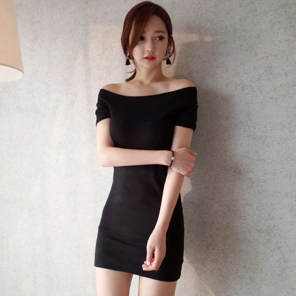 one line collar short sleeve dress femininity elegant cotton small black skirt buttocks solid high waist summer, Black;gray
one line collar short sleeve dress femininity elegant cotton small black skirt buttocks solid high waist summer, Black;gray
