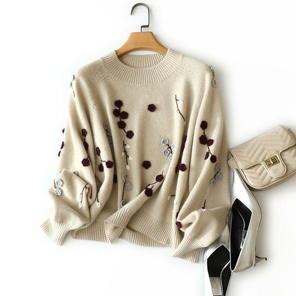 women's sweaters shuchan appliques 100% cashmere sweater women chinese style o-neck floral autumn winter loose-fitting pullover, White;black
women's sweaters shuchan appliques 100% cashmere sweater women chinese style o-neck floral autumn winter loose-fitting pullover, White;black