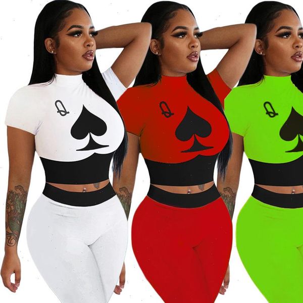 Summer Suit Simple Style Womenpant Solid color Poker Spades Q Print Short Sleeves Crop Tops amp Trousers Slim 2 Piece, White
Summer Suit Simple Style Womenpant Solid color Poker Spades Q Print Short Sleeves Crop Tops amp Trousers Slim 2 Piece, White