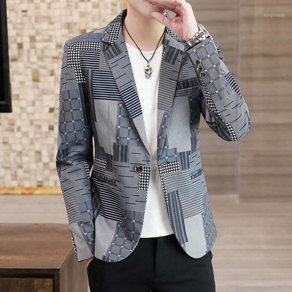 men's suits & blazers irregular plaid blazer for men singers casual 2021 spring business coat mens slim fit masculino, White;black
men's suits & blazers irregular plaid blazer for men singers casual 2021 spring business coat mens slim fit masculino, White;black