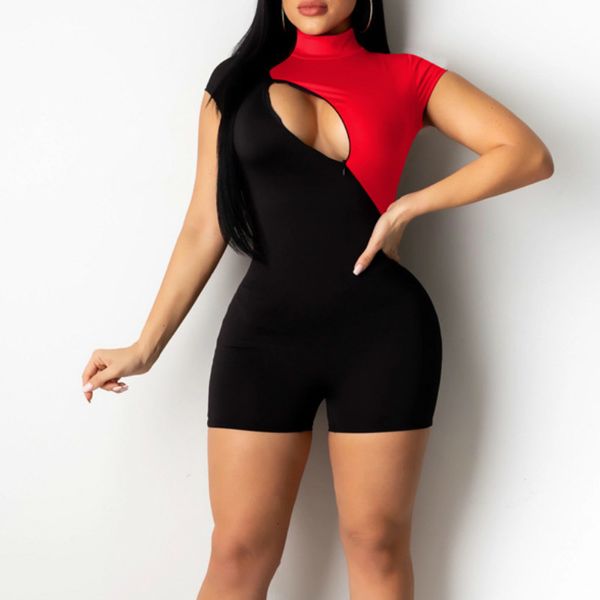 2021 new women patchwork rompers jumpsuit hollow out chest bodycon short sleeves clubwear female black elastic zipper up playsuits y838, Black;white
2021 new women patchwork rompers jumpsuit hollow out chest bodycon short sleeves clubwear female black elastic zipper up playsuits y838, Black;white