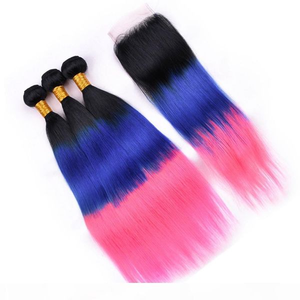 straight #1b blue pink ombre virgin indian hair weaves with 4x4 lace closure three tone ombre human hair 3 bundles deals with closure, Black;brown
straight #1b blue pink ombre virgin indian hair weaves with 4x4 lace closure three tone ombre human hair 3 bundles deals with closure, Black;brown