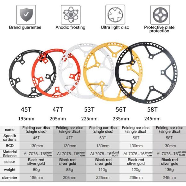 bike heels & chainwheels 45/47/53/56/58t al7075 chain wheel toothed disc bicycle parts litepro single speed 130bcd folding crankset bmx
bike heels & chainwheels 45/47/53/56/58t al7075 chain wheel toothed disc bicycle parts litepro single speed 130bcd folding crankset bmx