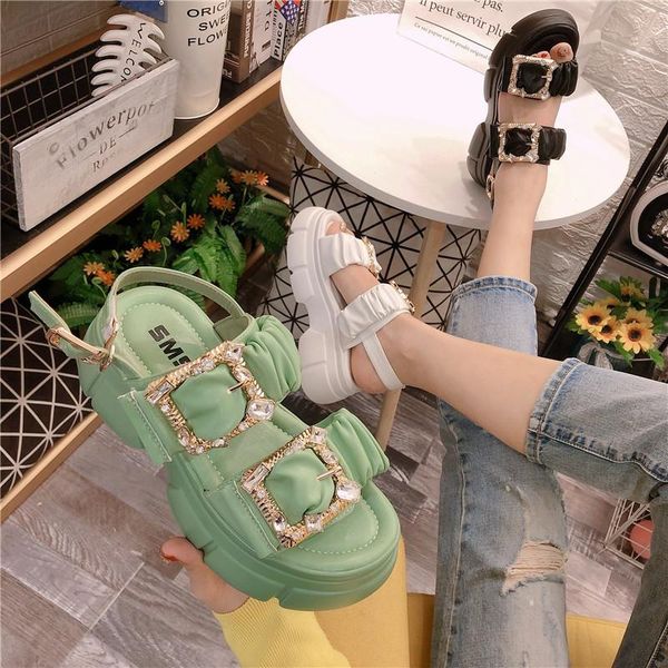 sandals summer 2021 rhinestone buckle trifle thick-soled fairy style with small height increased roman beach shoes, Black
sandals summer 2021 rhinestone buckle trifle thick-soled fairy style with small height increased roman beach shoes, Black