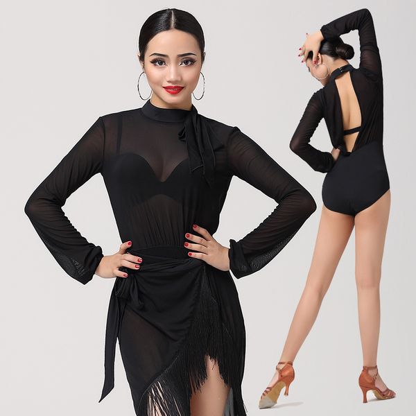 latin dance women backless bodysuit competition practice wear high collar long sleeves ballroom gymnastics clothes vdb3244, Black;red
latin dance women backless bodysuit competition practice wear high collar long sleeves ballroom gymnastics clothes vdb3244, Black;red