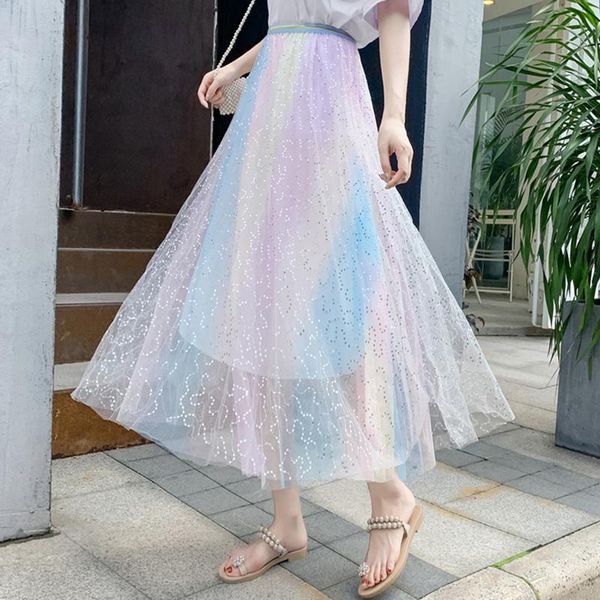 skirts rainbow mesh pleated high waist long skirt bling sequined maxi womens fashion faldas mujer moda 2021 saia jupe femme, Black
skirts rainbow mesh pleated high waist long skirt bling sequined maxi womens fashion faldas mujer moda 2021 saia jupe femme, Black
