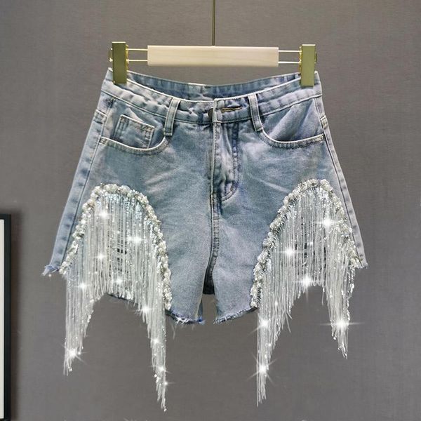 women's jeans zcsmll 2021 denim female shorts loose beaded sequins fringed women wide leg s pants, Blue
women's jeans zcsmll 2021 denim female shorts loose beaded sequins fringed women wide leg s pants, Blue