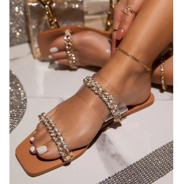 women's shoes summer outdoor slippers for female bling rhinestone chain flat party slides ladies transparent flip flops, Black
women's shoes summer outdoor slippers for female bling rhinestone chain flat party slides ladies transparent flip flops, Black