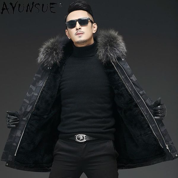 men's leather & faux ayunsue 2021 men parkas real fur coat winter jaclet big raccoon dog collar natural liner parka l18-2910 j5147, Black
men's leather & faux ayunsue 2021 men parkas real fur coat winter jaclet big raccoon dog collar natural liner parka l18-2910 j5147, Black