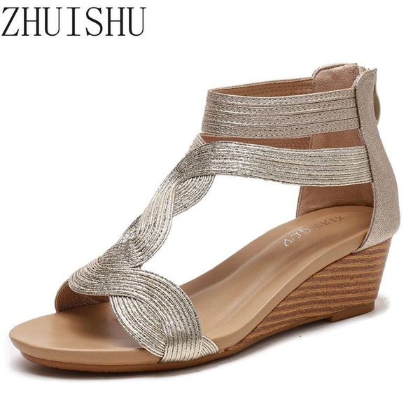 sandals zhuishu wedge heel women summer style large size slimming all-match shoes rear zipper roman, Black
sandals zhuishu wedge heel women summer style large size slimming all-match shoes rear zipper roman, Black