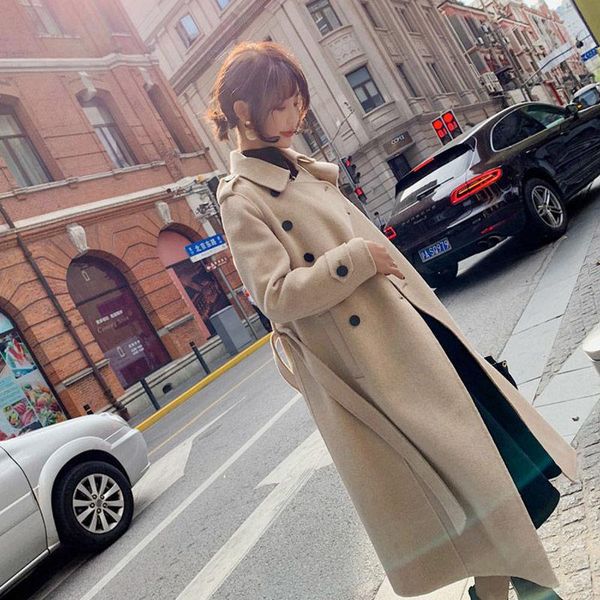women's wool & blends women 2021 korea autumn and winter fashion woolen overcoat elegant double breasted x-long loose solid coat l971, Black
women's wool & blends women 2021 korea autumn and winter fashion woolen overcoat elegant double breasted x-long loose solid coat l971, Black