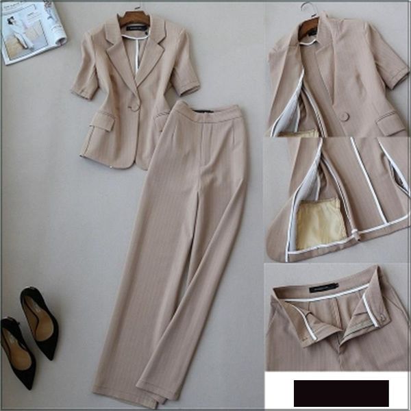 women's suits & blazers fashion suit female summer large size stripe celebrity slim half sleeve blazer high waist wide leg pants two-pi, White;black
women's suits & blazers fashion suit female summer large size stripe celebrity slim half sleeve blazer high waist wide leg pants two-pi, White;black