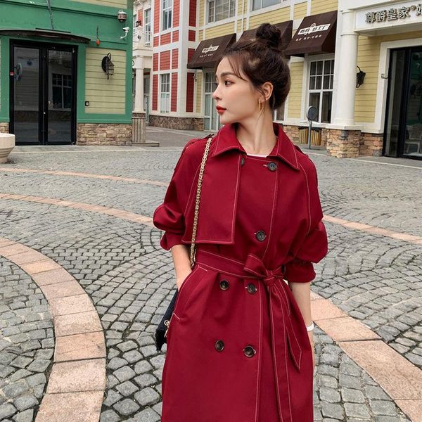 women's trench coats 2021 fashion autumn winter female elegant turn-down collar double breasted coat vintage belt solid loose outwear, Tan;black
women's trench coats 2021 fashion autumn winter female elegant turn-down collar double breasted coat vintage belt solid loose outwear, Tan;black