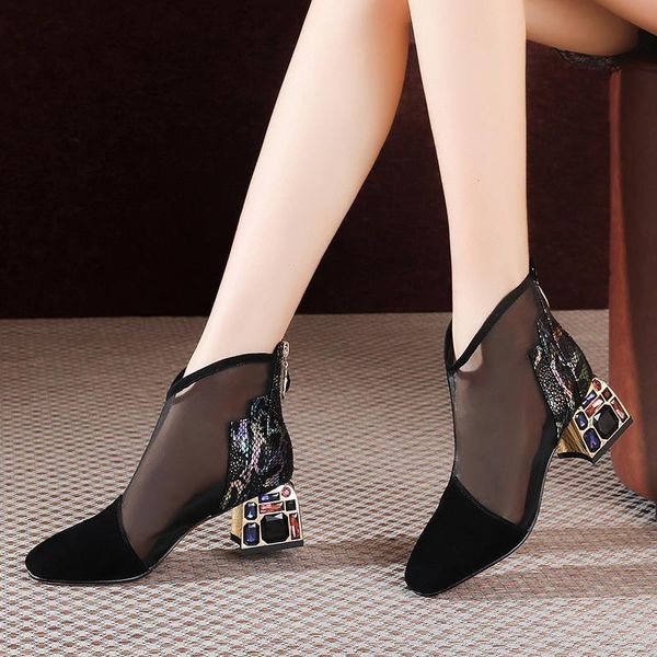 mesh sandals boots women ankle boot for summer mid heel rhinestone ponited toe shoes hollow out back zip black
mesh sandals boots women ankle boot for summer mid heel rhinestone ponited toe shoes hollow out back zip black