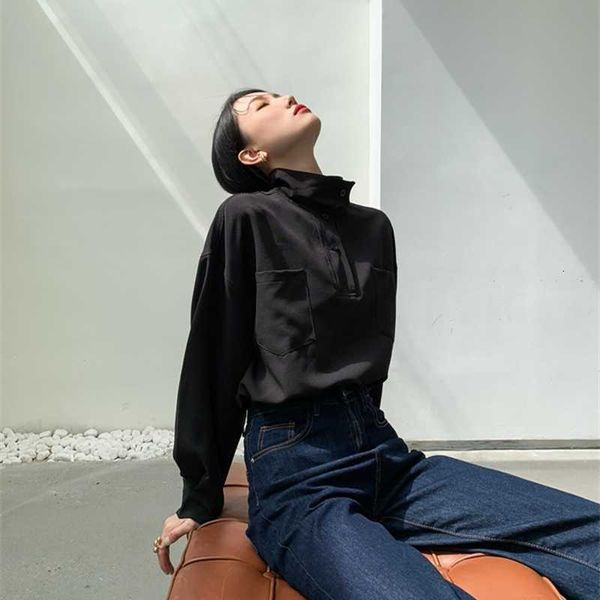 women's knits & tees autumn long sleeve blouse korean fashion clothing for womens casual stand collar black beige z8tu, White
women's knits & tees autumn long sleeve blouse korean fashion clothing for womens casual stand collar black beige z8tu, White