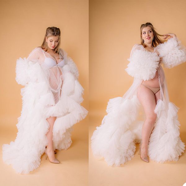 new ivory illusion pregnant women p dress tiered ruffles long sleeve robes formal event overlay sleepwear nightgowns, White
new ivory illusion pregnant women p dress tiered ruffles long sleeve robes formal event overlay sleepwear nightgowns, White