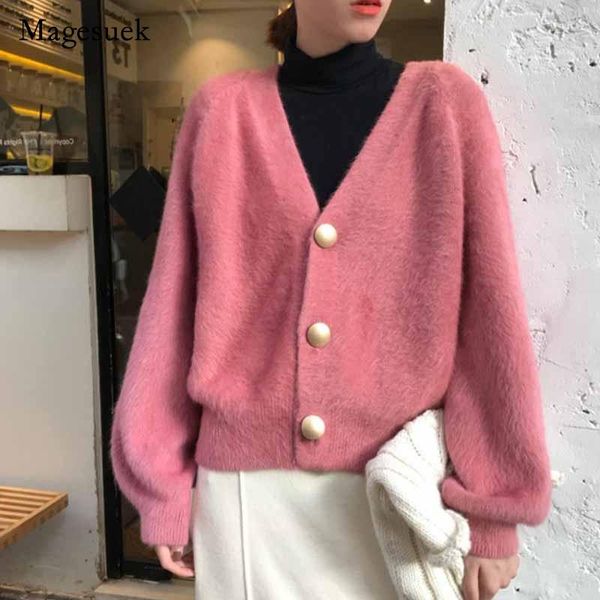 women's knits & tees 2021 winter v-neck knitted jumper cardigan elegant lantern sleeve imitation mink jacket lazy loose sweater women s, White
women's knits & tees 2021 winter v-neck knitted jumper cardigan elegant lantern sleeve imitation mink jacket lazy loose sweater women s, White