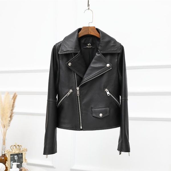women's leather & faux genuine sheepskin motorcycle coats zipper short jackets ladies street lapel slim real outwear plus size, Black
women's leather & faux genuine sheepskin motorcycle coats zipper short jackets ladies street lapel slim real outwear plus size, Black