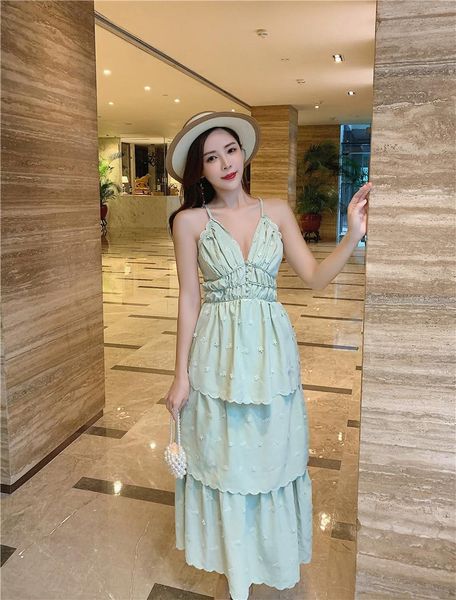 casual dresses 2021 women's dress open back lace up cake skirt slim jacquard sling long fresh and sweet, Black;gray
casual dresses 2021 women's dress open back lace up cake skirt slim jacquard sling long fresh and sweet, Black;gray
