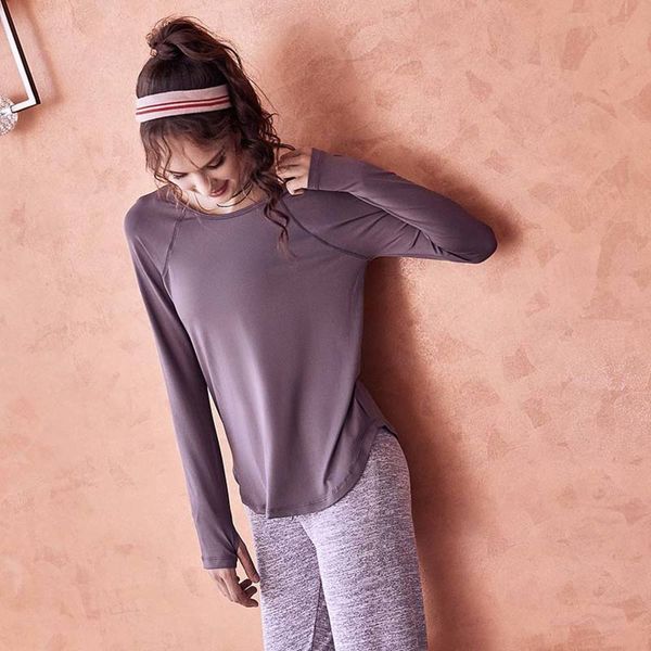loose sports women's slim casual t-shirt professional running training fitness long sleeve yoga suit spring and autumn, Gray
loose sports women's slim casual t-shirt professional running training fitness long sleeve yoga suit spring and autumn, Gray