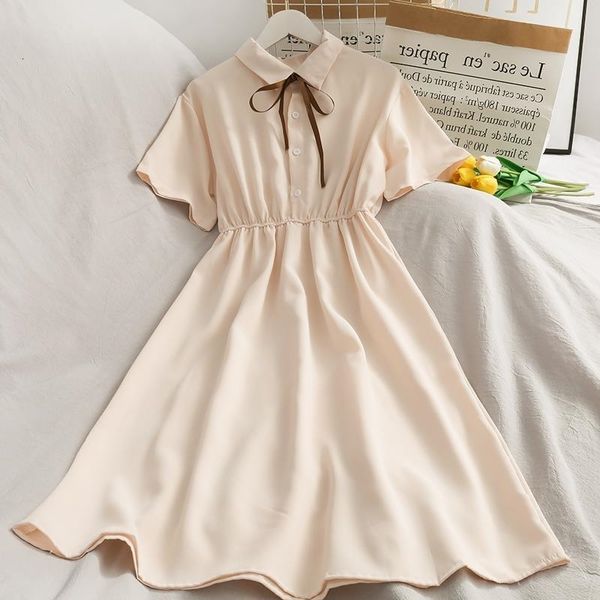 casual dresses 2021 summer chiffon white red blue sweet big women lapel solid elegant korean preppy short sleeve party woman es pc, Black;gray
casual dresses 2021 summer chiffon white red blue sweet big women lapel solid elegant korean preppy short sleeve party woman es pc, Black;gray