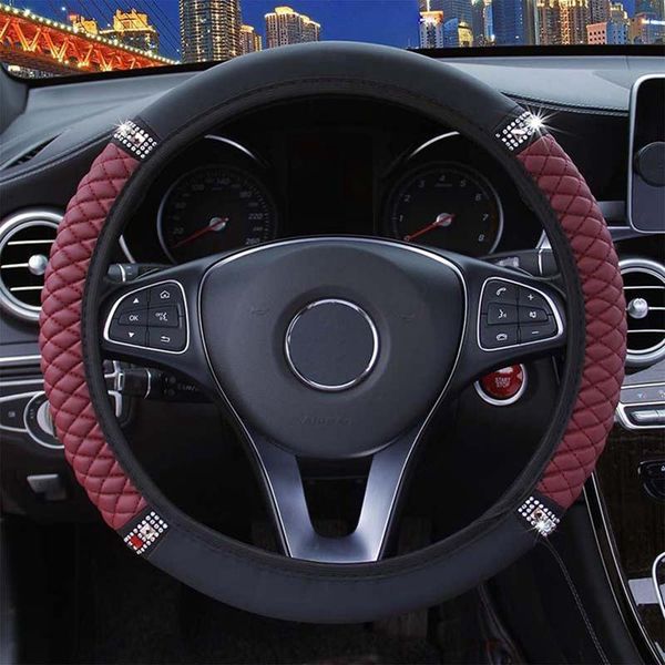 steering wheel covers universal 37/38cm pu leather bling car cover rhinestone case auto interior decor 
steering wheel covers universal 37/38cm pu leather bling car cover rhinestone case auto interior decor