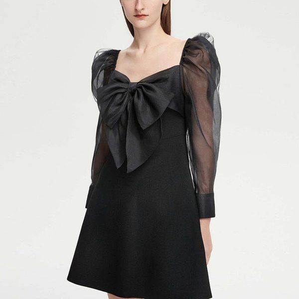 casual dresses sleeve bow net yarn splicing elegant party led show thin female temperament cultivate morality dress, Black;gray
casual dresses sleeve bow net yarn splicing elegant party led show thin female temperament cultivate morality dress, Black;gray