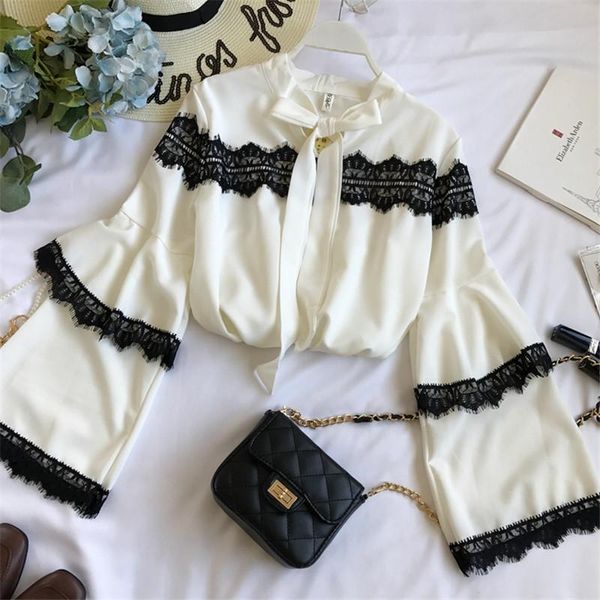 women's blouses & shirts sanishroly women flare sleeve chiffon blouse sweet tie bow lace patchwork female long mesh short s463, White
women's blouses & shirts sanishroly women flare sleeve chiffon blouse sweet tie bow lace patchwork female long mesh short s463, White