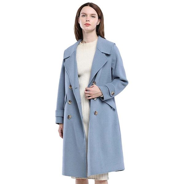 women's wool & blends women 100% double-sided cashmere jacket fashion streetwear trench winter long warm woolen coats s8703, Black
women's wool & blends women 100% double-sided cashmere jacket fashion streetwear trench winter long warm woolen coats s8703, Black