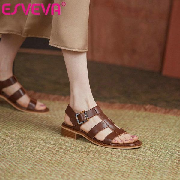 sandals esveva 2021 ankle strap summer open-toed casual ladies soft cow leather buckle comfort women low he shoes big size 34-40, Black
sandals esveva 2021 ankle strap summer open-toed casual ladies soft cow leather buckle comfort women low he shoes big size 34-40, Black