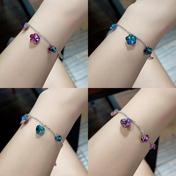 link chain kioozol blue pink crystal heart flower pendants bracelet silver color hand women fashion jewelry 006 ko1link, Black
link chain kioozol blue pink crystal heart flower pendants bracelet silver color hand women fashion jewelry 006 ko1link, Black