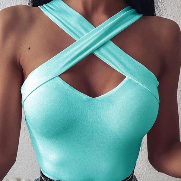 spring women t shirt halter cross sling crop sleeveless summer female solid color hollow out backless, White
spring women t shirt halter cross sling crop sleeveless summer female solid color hollow out backless, White