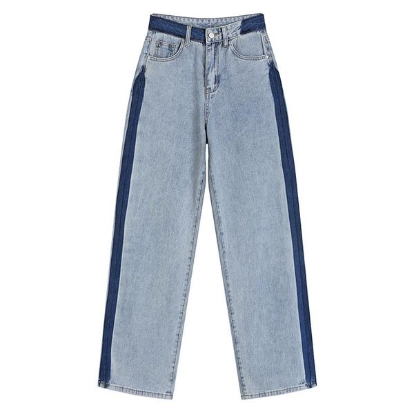women's jeans autumn style 2021 women korean contrast stitching high-waisted straight loose wide-leg mopping trousers, Blue
women's jeans autumn style 2021 women korean contrast stitching high-waisted straight loose wide-leg mopping trousers, Blue