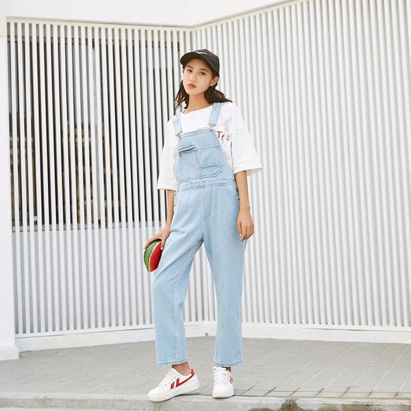 women's jumpsuits & rompers fashion womens jumpsuit casual loose denim overalls full length jean for women, Black;white
women's jumpsuits & rompers fashion womens jumpsuit casual loose denim overalls full length jean for women, Black;white
