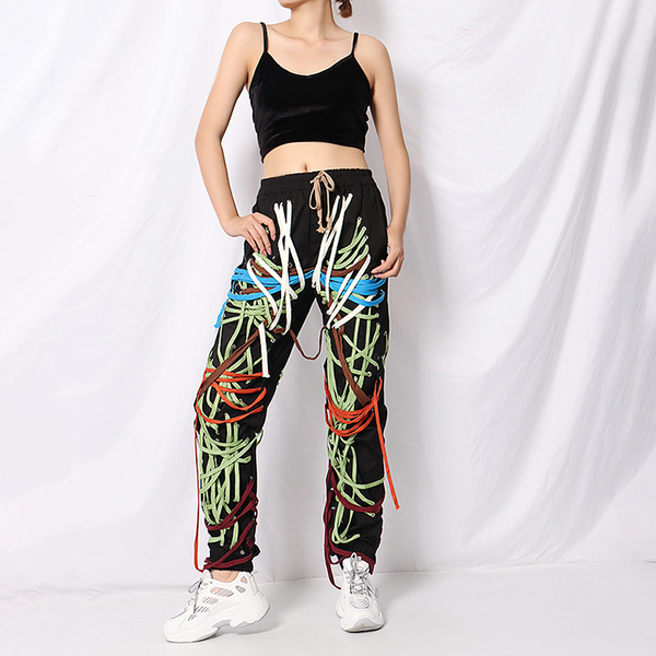 color cross bandage harem pants for women high waist plus size casual loose trousers female 2021 fall fashion new, Black;white
color cross bandage harem pants for women high waist plus size casual loose trousers female 2021 fall fashion new, Black;white